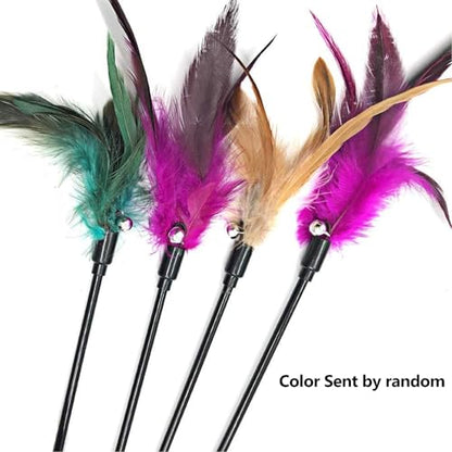 4 PCS Interactive Cat Teaser Wand - 20" Long Wand with Loud Bell for Cat and Kitten - color: A
