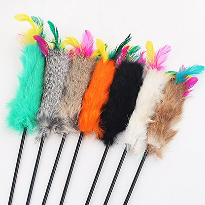 Colorful Feather Teaser and Exerciser For Cat and Kitten Cat Toy Wand Random Color