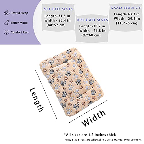 2 Pcs Pet Bed Mats. Ultra Soft Pet (Dog/Cat) Bed with Cute Prints. Reversible Faux Lambswool Kennel Pad for Medium Small Dogs and Cats. Machine Washable Pet Bed. - size: 31.5"l X 22.4"w X 1.2"th