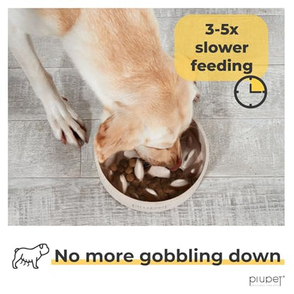 PiuPet Slow Feeder Dog Bowl - 47 fl oz, 6 Cups Capacity, Dishwasher Safe - Slow Feeder Dog Bowl with Anti-Slip Pads - size: 47 fl oz
