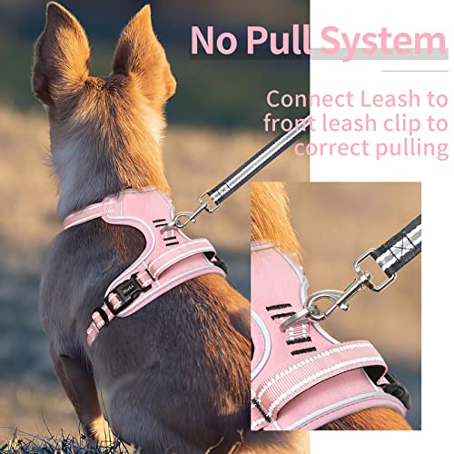 HEELE Dog Harness Dog Harness Small Dog No Pull Harness with Soft Handle Reflective Harness Adjustable, Pink, XS - color: Pink, size: XS