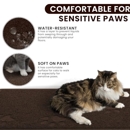 Andalus Small Cat Litter Mat, Pack of 2 - Waterproof, Non-Slip & Easy to Clean Cat Litter Box Mat for Extra Efficient Pet Litter-Trapping, Brown (15.75” X 11.75”) - color: Brown