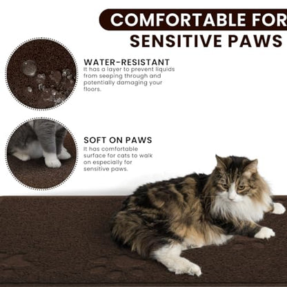 Andalus Small Cat Litter Mat, Pack of 2 - Waterproof, Non-Slip & Easy to Clean Cat Litter Box Mat for Extra Efficient Pet Litter-Trapping, Brown (15.75” X 11.75”) - color: Brown