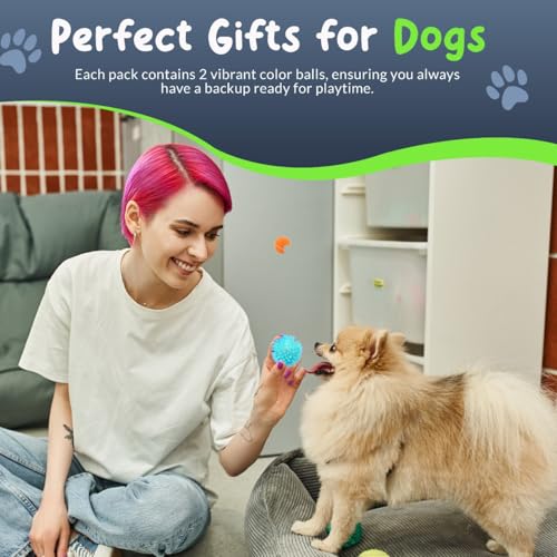 Spiky Dog Ball 1.8 Inch - Squeaky Textured Chew Toy for Small Dogs 4 Pack - Rubber Ball for Puppies, Aggressive Chewers, Gum Stimulation - Non-Toxic - color: 4 Pack