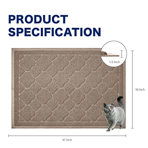 WePet Cat Litter Box Mat, Kitty Premium PVC Pad, Durable Trapping Rug, Phthalate Free, Urine-Resistant, Scatter Control, XXL 47 x 36 Inch, Champagne - color: #06 Champagne, style: Medallion/47 x 36 Inch