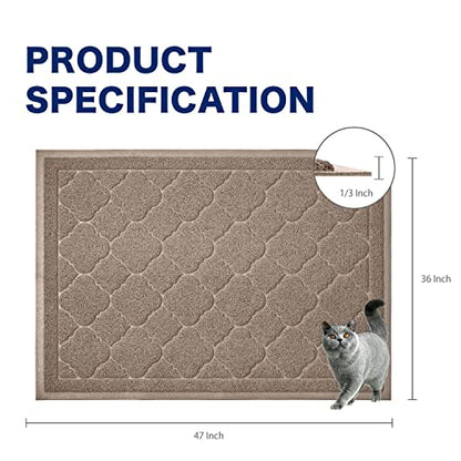 WePet Cat Litter Box Mat, Kitty Premium PVC Pad, Durable Trapping Rug, Phthalate Free, Urine-Resistant, Scatter Control, XXL 47 x 36 Inch, Champagne - color: #06 Champagne, style: Medallion/47 x 36 Inch