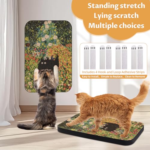 Art Cat Scratcher, Wall-Mountable Cat Scratching Board, Cat Wall Scratcher 16.7x11x1 Inch Cat Scratch Pad and Cat Scratchers for Indoor Cats Toy Furniture Protector（Flower Garden） - color: Flower Garden