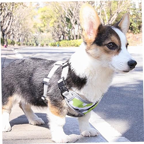Adjustable Reflective Dog Harness Vest for No Pull Comfort Breathable Pet Chest Straps for Enhanced Visibility at Night Fit for Breeds Green