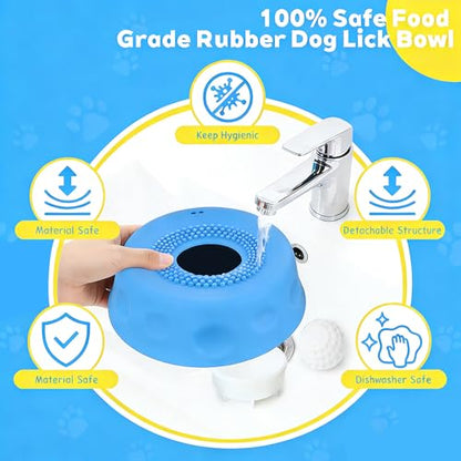 Slow Feeder Dog Bowls for Liquid Treats, Ball-in Interactive Bone Broth Dog Lick Bowl, 250ml Pup Lick Mat Toy for Large Medium Small Breeds, Ideal for Dietary Supplement & Post-op Nutrition (Blue) - color: Blue