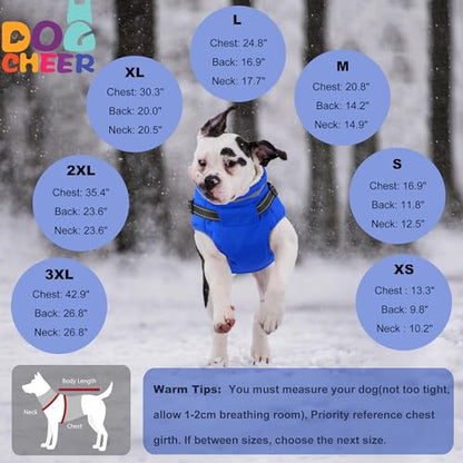Dog Coat with Harness, Waterproof Warm Dog Winter Jacket with Pockets, Reflective Pet Fleece Jacket Turtleneck Snowsuit for Small Medium Large Dogs - Blue, XS - color: Blue, size: X-Small(Chest:13.3" Back:9.8" Neck:10.2")