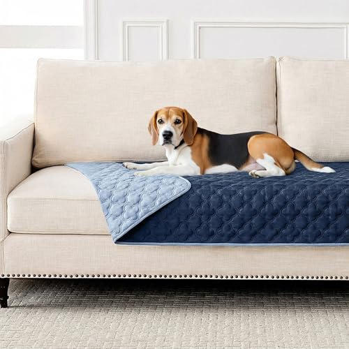 FunFurry Waterproof Dog Blanket, Couch Cover for Dogs Washable, Reversible Dog Bed Cover, Couch Furniture Protector. (Dark＆Light Blue, 30 X 70 Inch - 1 Pack) - color: Dark＆light Blue, size: 30 X 70 Inch - 1 Pack