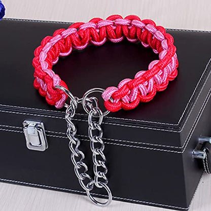 Love Dream Dog Collar and Leash Set, Heavy Duty Nylon Braided Rope Strong 4 FT Dog Leash and Martingale Training Collar for Small Medium Large Dogs Training and Walking (Pink) - color: Pink, size: Medium (Thick 1.5cm)