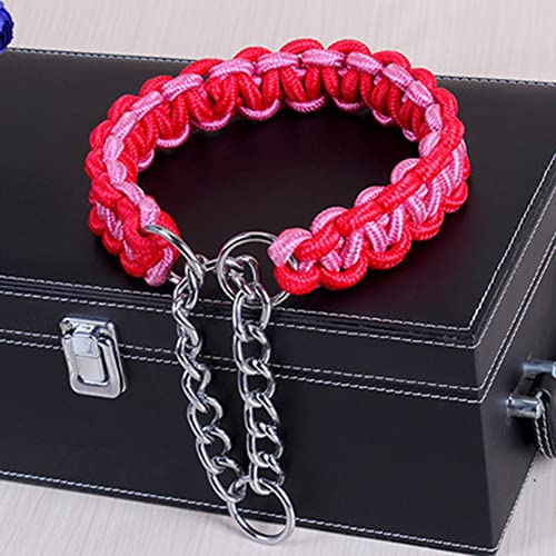 Love Dream Dog Collar and Leash Set, Heavy Duty Nylon Braided Rope Strong 4 FT Dog Leash and Martingale Training Collar for Small Medium Large Dogs Training and Walking (Red & Pink) - color: Red & Pink, size: Medium (Thick 1.5cm)