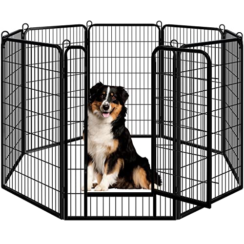 Yaheetech Dog Playpen Outdoor, 47 inch 8 Panels Dog Pen Indoor Heavy Duty Puppy Exercise Pen Metal Pet Fence for RV Camping/Yard/Garden - size: 47"