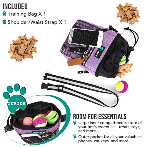 PetAmi Dog Treat Pouch, Pet Treat Pouch for Training, Dog Walking Bag Holder for Kibbles, Pet Food Toy, Dog Trainer Essentials Supplies, Poop Bag Dispenser, 3 Ways to Wear (Purple) - color: Heather Purple