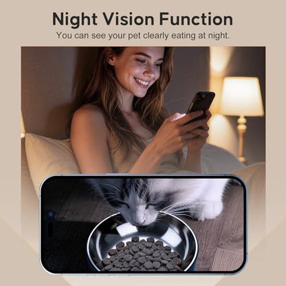 Miaosical Automatic Cat Feeder with Camera,WiFi Cat Food Dispenser with App Control,1080P HD Video,Two-Way Audio, Transparent 4.2L Food Container (Black) - color: Black