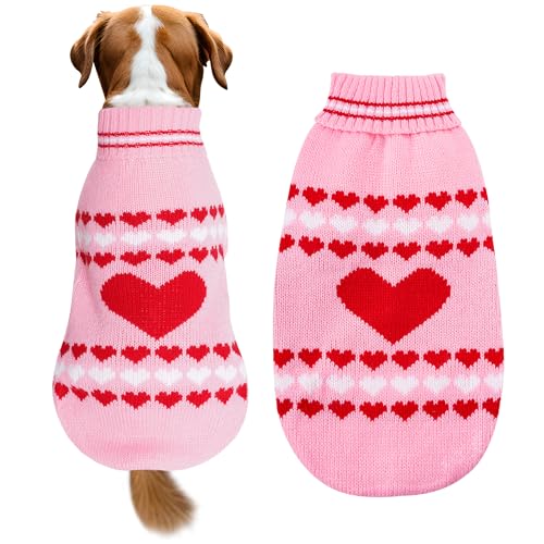 Topbuti Dog Sweater Turtleneck Pet Sweaters Winter Coat Apparel Warm Knitted Holiday Clothes for Cat and Puppy (Large) - size: Large