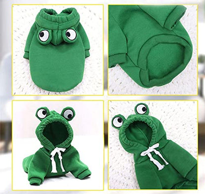 Warm Dog Winter Clothes Cute Fruit Dog Coat Hoodies Fleece Pet Dogs Costume Jacket for French Bulldog Chihuahua Ropa para Perro(Green,XL) - color: Green, size: XL