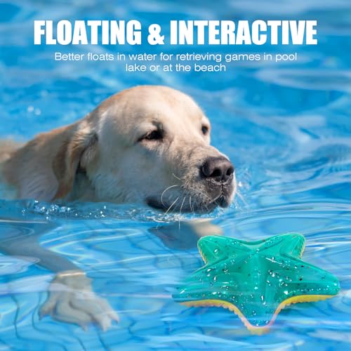 Dog Toy Floating Luminous, Squeaky Dog Toy, Glow in the Dark, for Large Dogs (Kit Large Shark + Large Starfis) - style: For Large Dogs (Large Starfish + Hammerhead Shark)