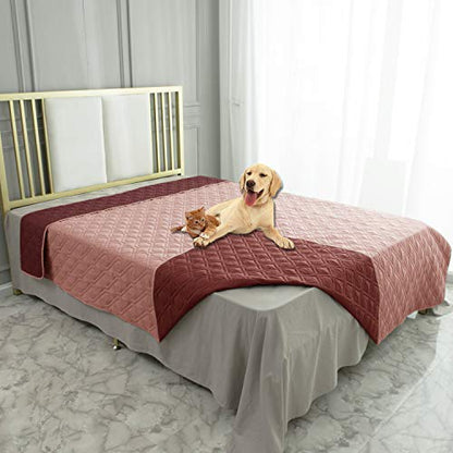 Ameritex Waterproof Dog Bed Cover Pet Blanket for Furniture Bed Couch Sofa Reversible - color: Pink+burgundy, size: 30x53 Inch (Pack of 1)