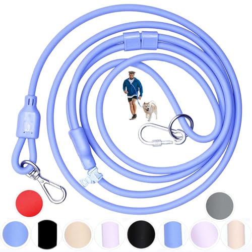 Hands Free Dog Leash Crossbody & Waist for Walking, 9-in-1 No Pull Dog Harness & Leash Set, Heavy Duty Waterproof Slip Lead for Large Medium Breeds (20-120lb, Blue) - color: Moon Blue, size: Large - 9mm Diameter - 20-120lbs