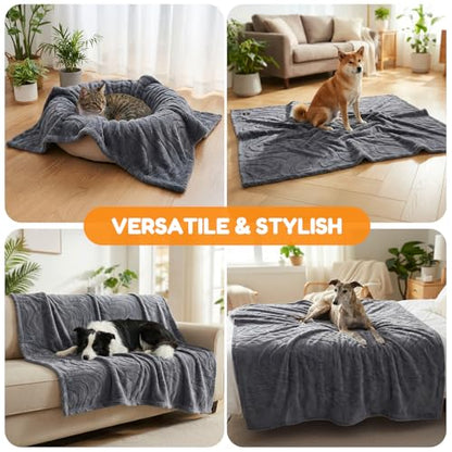 Waterproof Dog Blanket for Small Dog – Double Sided Washable Cat Puppy Blanket, Soft, Warm, Pet Throw Essentials, Grey M(40×28)"