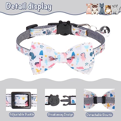 Breakaway Cat Collar with Removable Bow Tie and Bell, Cute Multi-Style Patterns, 3 Pack Safety Buckle Kitten Collars, Adjustable Pet Collar for Boy Cats Puppy (Gray) - color: Style B - Gray