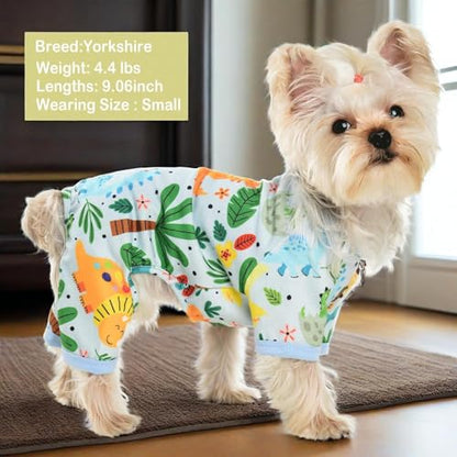 Dog Pajamas for Small Dogs, Soft Thin Pjs Jammies Cat Doggie, Summer Pet Cute Puppy Clothes Outfits Dogs Boy Girl(Dinosaur,XS) - color: Dinosaur, size: X-Small (Chest 11.8 in)