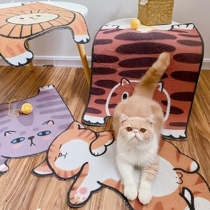 32“x20" Cat Litter Box Trapping Mat, Cute Kitty Design, Soft Comfortable, Easy Clean, Anti Slip PVC Material Liners (Shape A) - color: A