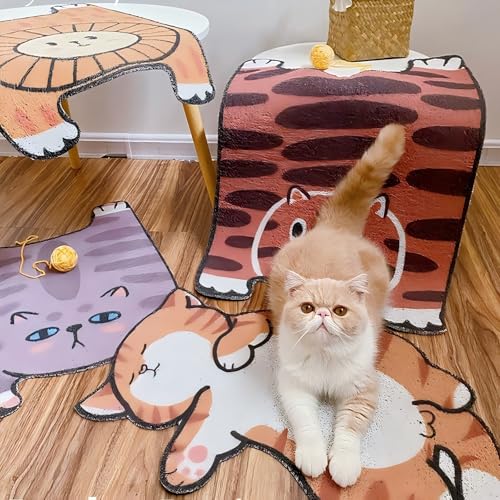 32"x20" Cat Litter Box Trapping Mat, Cute Kitty Design, Soft Comfortable, Easy Clean, Anti Slip PVC Material Liners (Shape B) - color: B