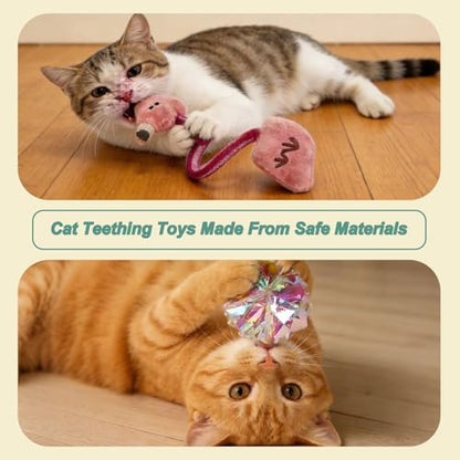 Interactive Cat Toys Set, Silvervine Chew Sticks and Catnip Spring Ropes, Indoor Cat Toys for Exercise and Dental Care, for All Cat Breeds (5 Pack) - color: 5 Pack