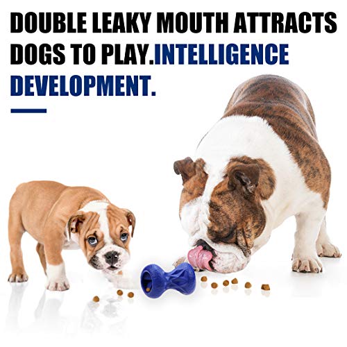 Rubber Dog Toys Treat Dispensing - Super Tough Treat Toys for Aggressive chewers Large Breed Durable Dog Toys IQ Training (Blue) - color: Prussian Blue, size: Large