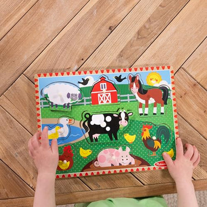 Melissa & Doug Farm Wooden Peg Puzzle (8 pcs) - style: Farm