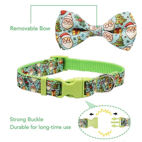 Christmas Dog Collar Fall-Themed Breakaway Collars with Bow Tie, Santa Claus & Gift Pattern for Small Medium Large Dog - color: Christmas Treats, size: Small-(11"-17") Neck * 5/8" Wide