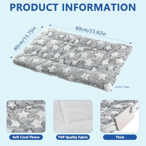 4 Pcs Dog Bed Mat Crate Pad Reversible Mat Machine Washable Bed Star Pet Sleeping Kennel Pad for Crate for Small, Medium, Large Dog(16 x 24 x 1.2 Inch,Gray)