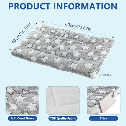 4 Pcs Dog Bed Mat Crate Pad Reversible Mat Machine Washable Bed Star Pet Sleeping Kennel Pad for Crate for Small, Medium, Large Dog(16 x 24 x 1.2 Inch,Gray)