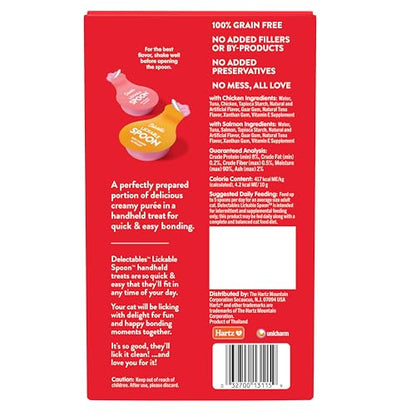 Delectables Lickable Spoon Handheld Wet Cat Treats Made with Real Chicken & Salmon, Quick & Easy Creamy Puree, Mess Free, Grain-Free, No Added Fillers, No by-Products, Variety Pack, 32ct - size: 0.35 Ounce (Pack of 32)