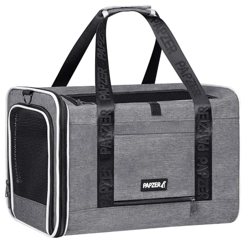 Top Loading Medium Cat Carrier with Privacy Curtain, Soft-Sided Small Pet Travel Crate Vet Visit, Little Puppy Dog Kennel Bag Suitcase Luggage Sleeve, 18x11x11 Inch Grey - color: Grey
