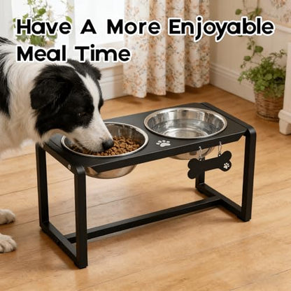 Metal Elevated Dog Bowls, Raised Dog Bowls for Medium/Large Sized Dogs with 2 Thick 58oz Stainless Steel Food Bowls, 10'' Tall Dog Bowl Stand Protect Neck & Joints - size: 10" | M/L Dogs | 2×58oz Bowls