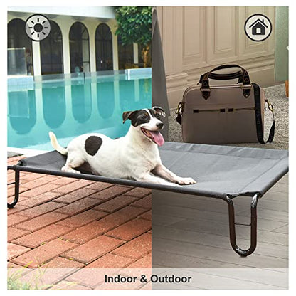 Pettycare Elevated Outdoor Dog Bed - Medium Dog Cot, Waterproof, Cooling, Non Slip, Up to 40 lbs, Grey - color: Grey, size: M: 35x25.6x8 inches
