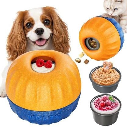 S Size 3-in-1 FrostLick Frozen Treat Ball & Treat Dispensing & Tough Chew Toy, No-Transfer Fill & Freeze Lick Cup, for Puppy Small/Mini/Tiny Dogs and Cats