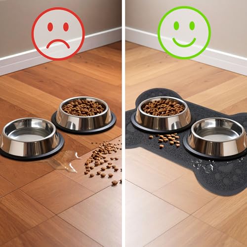 Eurow PVC Cat and Dog Catcher Mat for Litter Boxes & Feeding Areas, Non-Slip, Leakproof, Soft Mesh Paw Cleaner for Sensitive Feet, Traps Dirt, Debris, & Spills, Easy to Clean, 23"x16", Gray