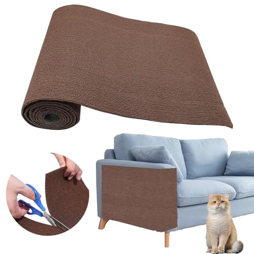 Cat Scratch Couch Furniture Protector, Adhesive Cat Scratch Pad Deterrent for Furniture, DIY Climbing Cat Scratcher Couch Protector from Cat Claws Scratching for Indoor (Brown,78.7x15.8In) - color: Brown, size: 78.7x15.8Inch