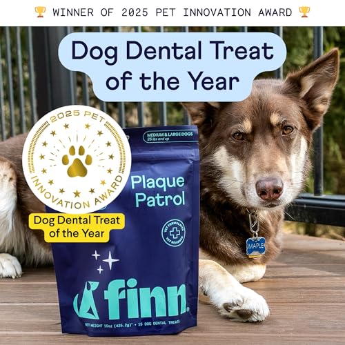 Finn Plaque Patrol Dental Chews | Triple-Action Defense Against Plaque, Tartar, and Bad Breath | for Medium/Large Dogs, 25+ lbs