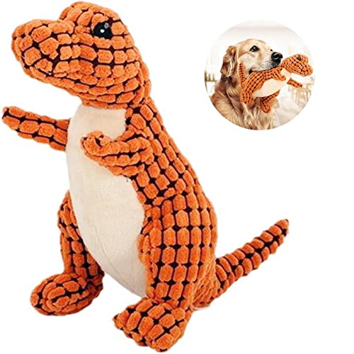 2024 New Indestructible Robust Dino, Plush Dog Toy, Indestructible Squeaky Toys for Dogs, Durable Dog Toys for Aggressive Chewers, Chew Toys for Dogs, Interactive Dog Toys for Boredom (A-Orange) - color: A-Orange