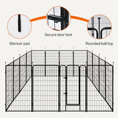 Amazon Basics Dog Playpen, 16 Panels Metal Fence with Door, Foldable for Indoor and Outdoor Use, Suitable for Small to Medium Sized Dogs, 42 Inch Height, Black - style: 16pcs-42"