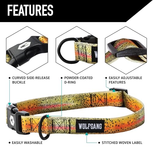 Wolfgang Heavy Duty Martingale Dog Collar with Quick Release Nylon Buckle for Walking & Training, CutBow Print, Medium - color: CutBow Print, size: Medium (1 Inch x 14-18 Inch)