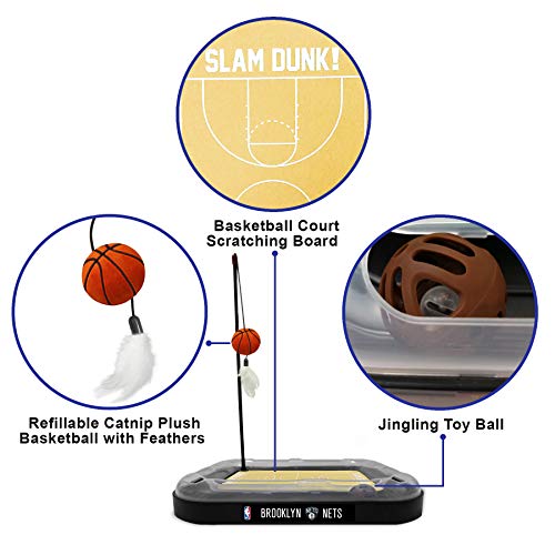 Brooklyn NETS Basketball Cat Scratcher Toy - color: Brooklyn Nets