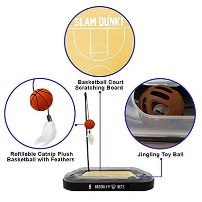 Brooklyn NETS Basketball Cat Scratcher Toy - color: Brooklyn Nets