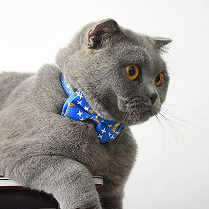Bowtie Cat Collars Breakaway with Bell, Adjustable Cute Kitty Collars Safety Buckle Kitten Collar for Cat Puppy 7.5-11in (Blue Moon) - color: Blue Moon